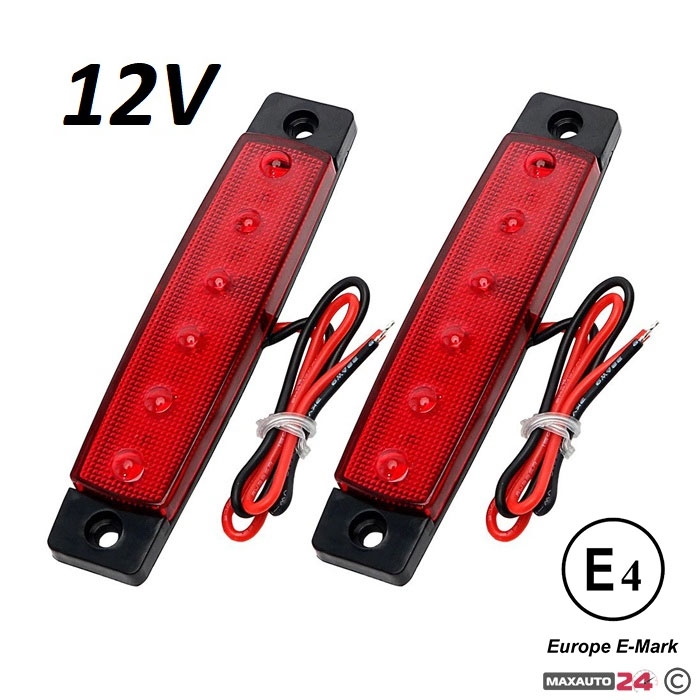 Диоден габарит с 6 LED диода - 12V червен Диоден габарит с 6 LED диода - 12V червен - Image 1